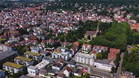 Aerial view around the old town of the city Göppingen in Germany Видео 338240176