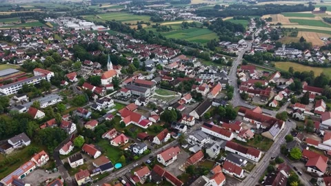 Aerial view around the old town of the city Dasing  Видео 338291608