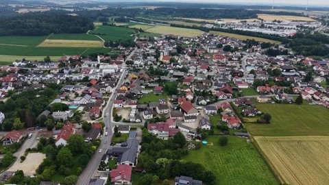 Aerial view around the old town of the city Denkendorf in Germany Stock Footage 338291898