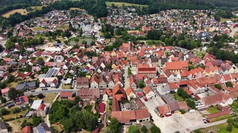 Aerial view around the old town of the city Heideck Vídeo Stock 338293682