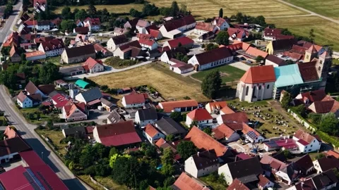 Aerial view around the old town of the city Auhausen in Germany Vídeos de archivo 338345295