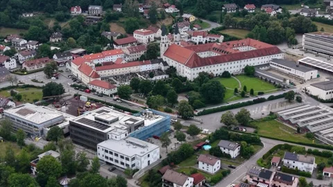 Aerial view around the old town of the city Gars Stock-Footage 338410923