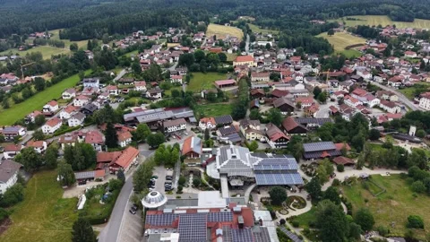 Aerial view around the old town of the city Arnbruck Video stock 338417554