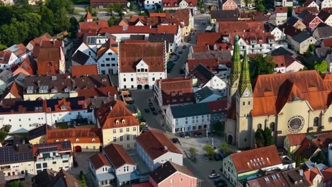 Aerial view around the old town of the city Beilngries in Germany Stock Footage 339085955