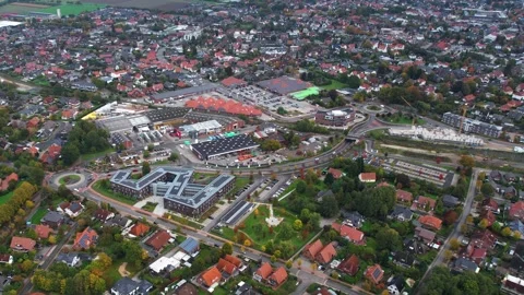 Aerial view around the old town of the city Vechta  Stock Footage 339094958