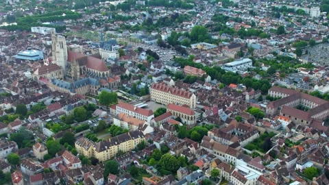 Aerial view around the old town of the city Sens in France 库存影片 339095698