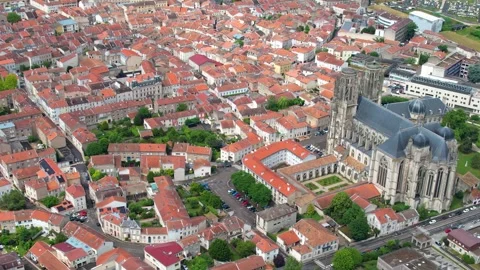 Aerial view around the old town of the city Toul Stock Footage 339095911