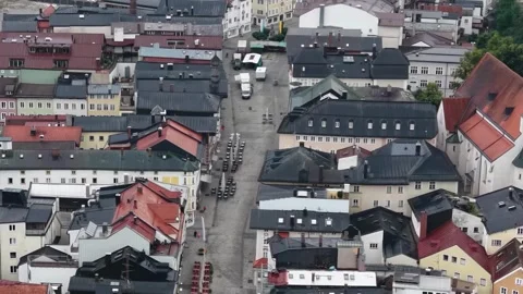 Aerial view around the old town of the city Bad Tölz Видео 339780369