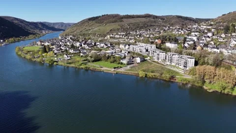 Aerial view around the old town of the city Bullay Stock Footage 339793509