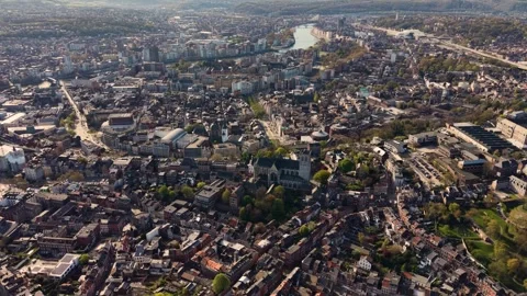 Aerial view around the old town of the city Liege Stock-Footage 339799086