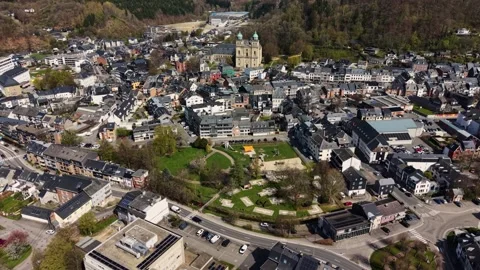 Aerial view around the old town of the city Malmedy Stock-Footage 339799379