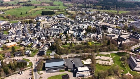 Aerial view around the old town of the city St Vith Stock-Footage 339799593