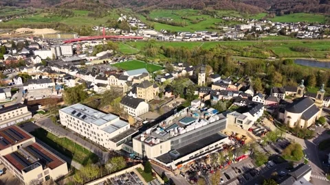 Aerial view around the old town of the city Luxembourg Video stock 339799594