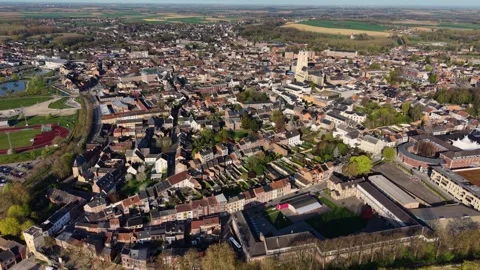 Aerial view around the old town of the city Tongeren-Borgloon 스톡 동영상 339801040