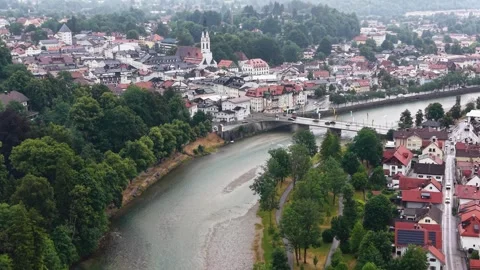 Aerial view around the old town of the city Bad Tölz 库存影片 340607419