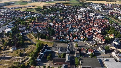 Aerial view around the old town of the city Butzbach 库存影片 340655577