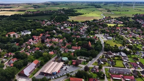 Aerial view around the old town of the city Dornum 動画素材 340901902