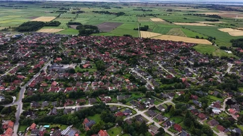 Aerial view around the old town of the city Pewsum Stock Footage 340903428