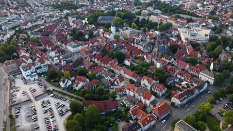 Aerial view around the old town of the city Detmold Stock Footage 340912414