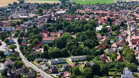 Aerial view around the old town of the city Vechta Видео 340917353