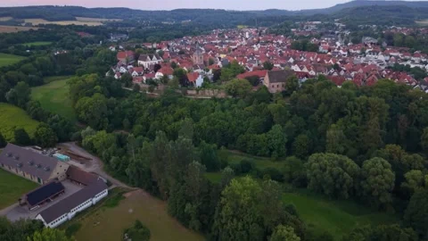 Aerial view around the old town of the city Blomberg , Germany Stock-Footage 341005984