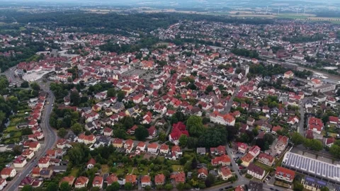 Aerial view around the old town of the city Lage Video stock 341007152