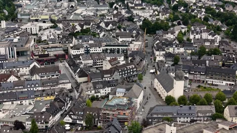 Aerial view around the old town of the city Meschede 動画素材 341008656