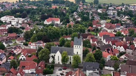 Aerial view around the old town of the city Salzkotten 動画素材 341009138