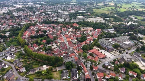 Aerial view around the old town of the city Rietberg 動画素材 341021903