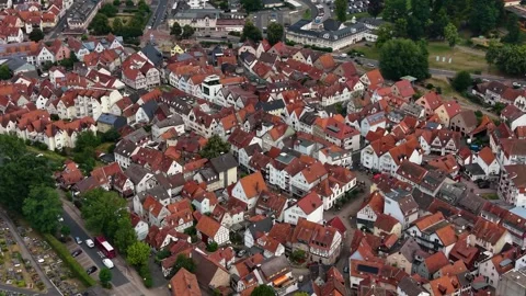 Aerial view around the old town of the city Bad Orb Vidéo 341027983