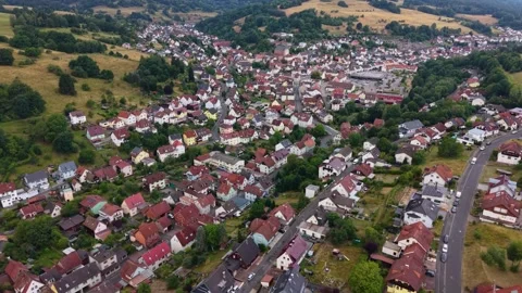 Aerial view around the old town of the city Frammersbach 库存影片 341029528