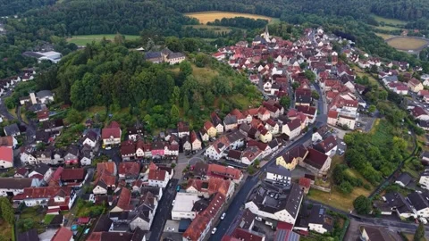 Aerial view around the old town of the city Homberg ohm 動画素材 341030610