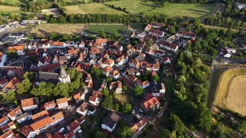Aerial view around the old town of the city Kirchhain Vidéo 341032524