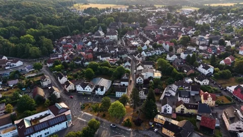 Aerial view around the old town of the city Laubach 库存影片 341032768