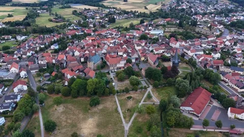 Aerial view around the old town of the city Neustadt Stock Footage 341033376