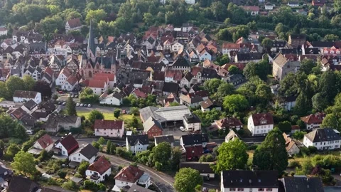 Aerial view around the old town of the city Schotten 库存影片 341033628