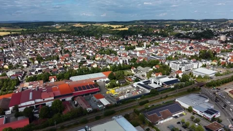 Aerial view around the old town of the city Sinsheim Stock Footage 341033675