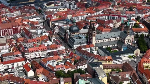 Aerial view around the old town of the city Würzburg, Germany Stock Footage 341087358