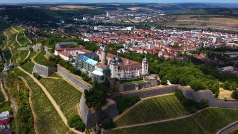 Aerial view around the old town of the city Würzburg, Germany 库存影片 341087361