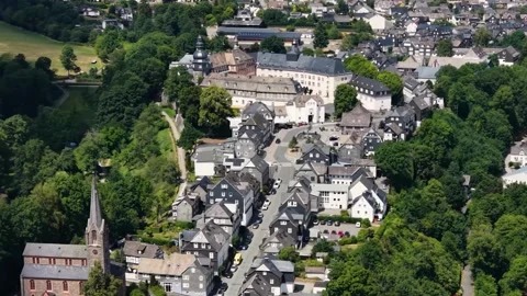 Aerial view around the old town of the city Bad Berleburg 库存影片 341290236