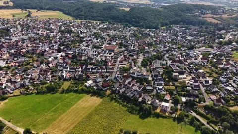 Aerial view around the old town of the city Krofdorf-Gleiberg Stockbeeldmateriaal 341291292