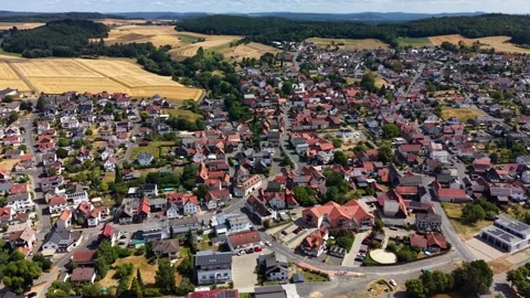 Aerial view around the old town of the city Lohra Stockbeeldmateriaal 341291432