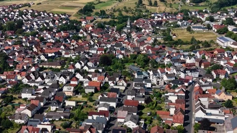 Aerial view around the old town of the city Lollar, Germany 動画素材 341291495