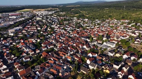 Aerial view around the old town of the city Rosbach vor der Höhe Stock Footage 341291786