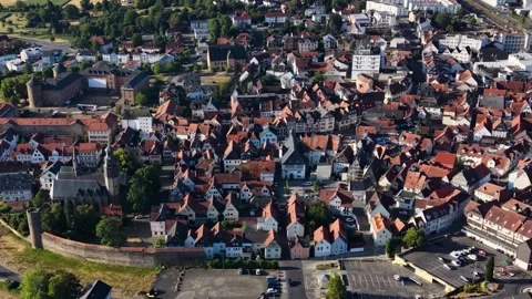 Aerial view around the old town of the city Butzbach, Germany 库存影片 341319688