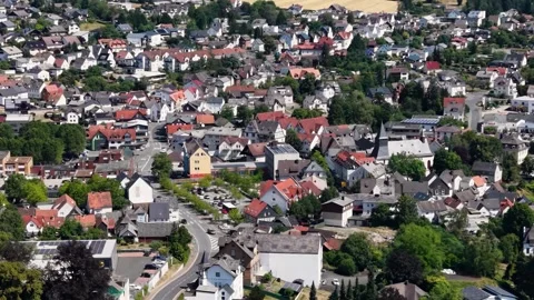 Aerial view around the old town of the city Gladenbach 库存影片 341320952
