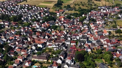 Aerial view around the old town of the city Lollar, Germany 動画素材 341353200