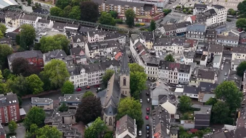 Aerial view around the old town of the city Wuppertal-Vohwinkel, Germany 库存影片 341357580