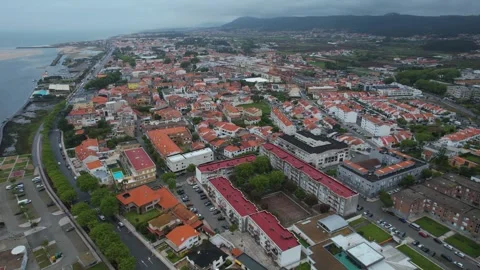 Aerial view around the old town of the city Esposende Video stock 341431352