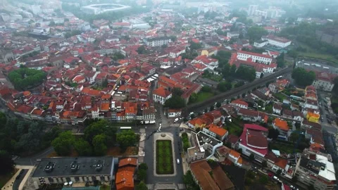 Aerial view around the old town of the city Guimaraes Stock Footage 341431457